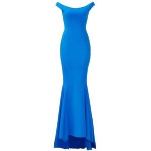 CHIARA BONI La Petit Robe Sz 40 US 4 Blue Maeli Gown Dress Maxi